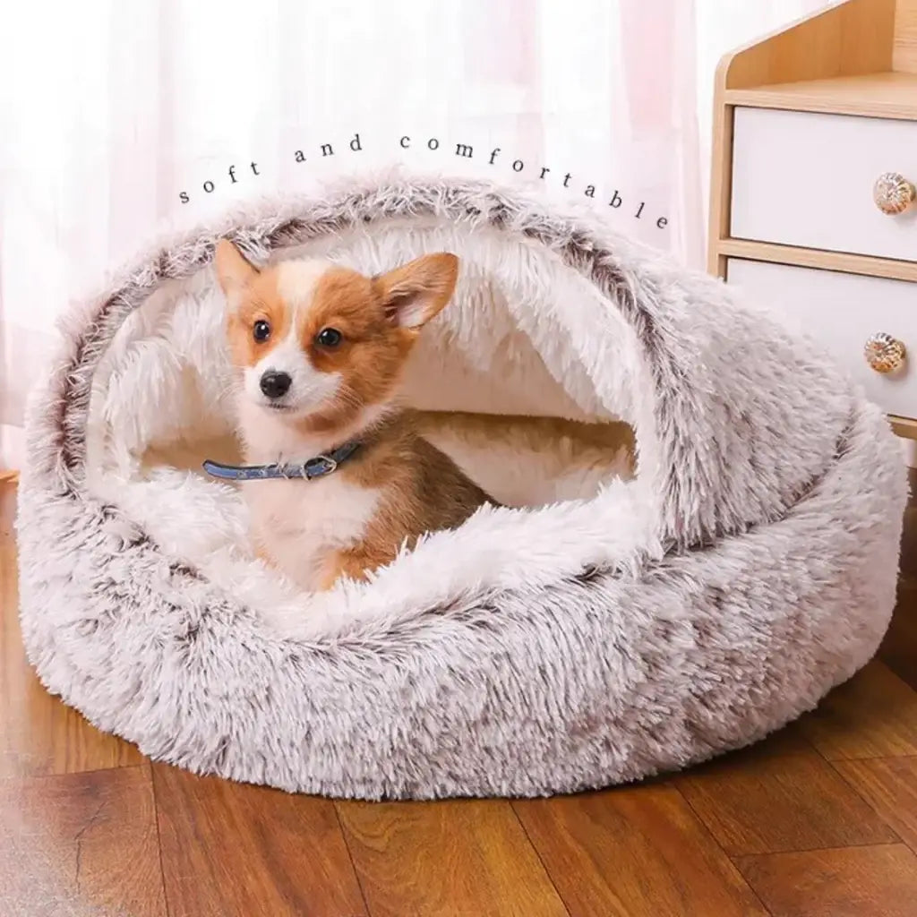 IFOYO Puppy Dog Bed, Plush Bedding for Anxious Dogs, Puppy Calming