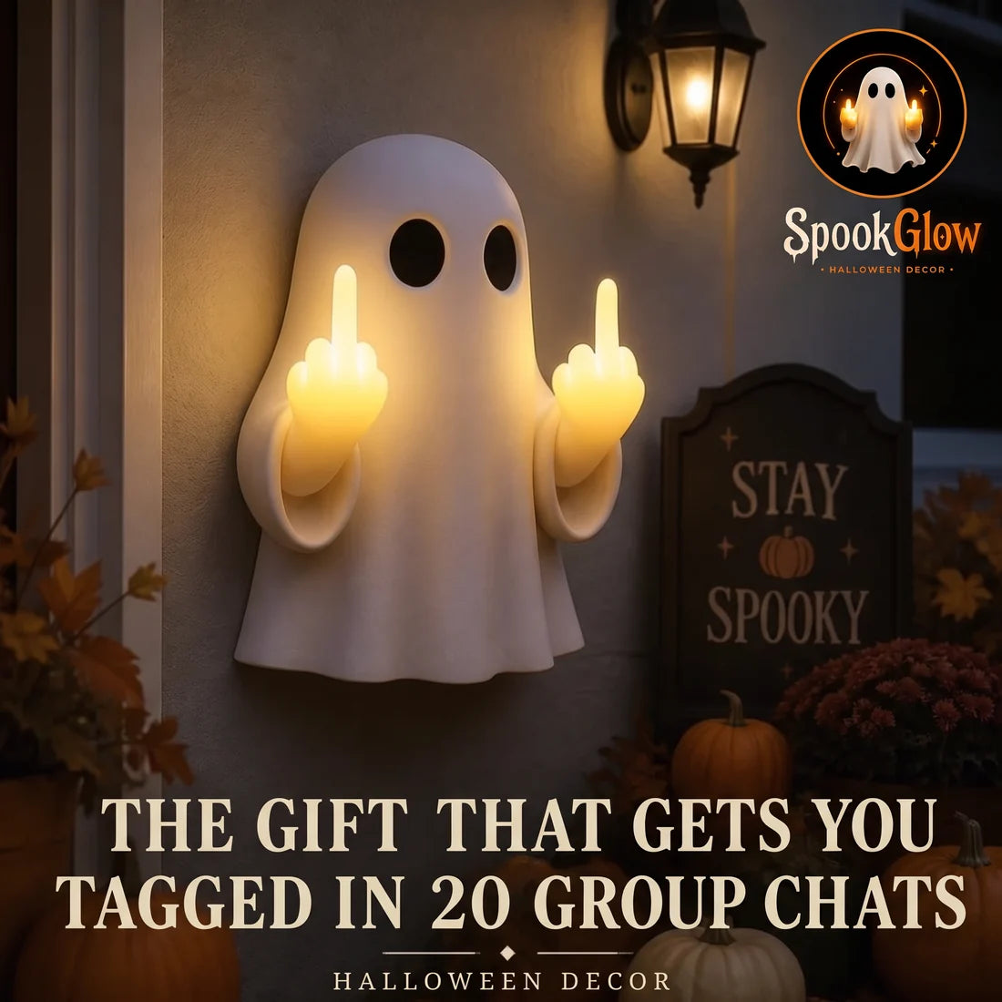 Halloween Ghost Middle Finger Glow Night Light™